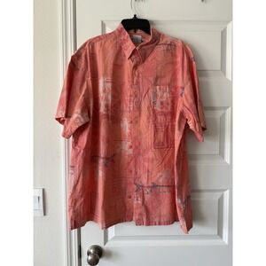 Columbia River Lodge Men's Tropical Camp Shirt Sz XL ~ Fish Palm Trees Etc